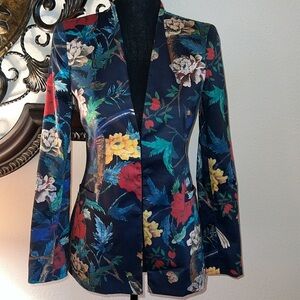 alice + olivia Women’s Floral Bird Standup Collar Fully Lined Blazer Jacket 2